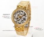 New Arrival Piaget Watch For Sale - Piaget Altiplano Skeleton Yellow Gold Diamond Bezel Replica Watches 